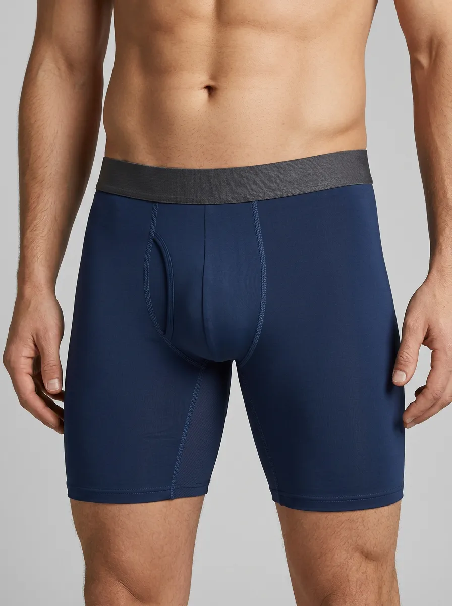 Men's Navy Blue Boxer Briefs with Contrast Waistband Boxer Briefs