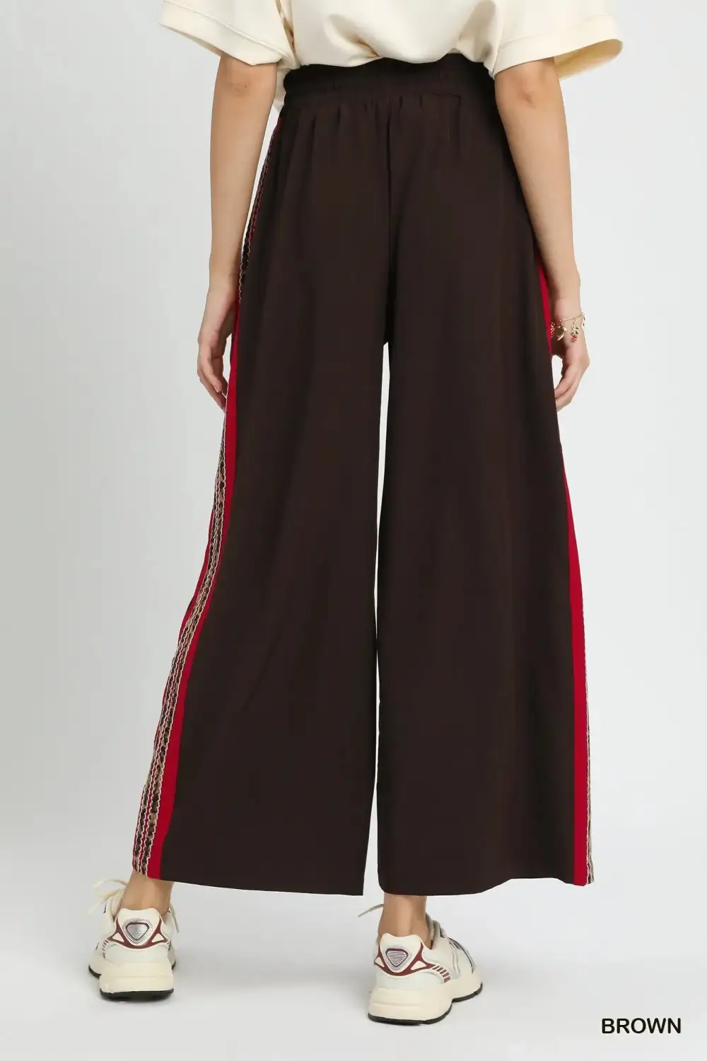 Wide Leg Contrast Side Trim Pants