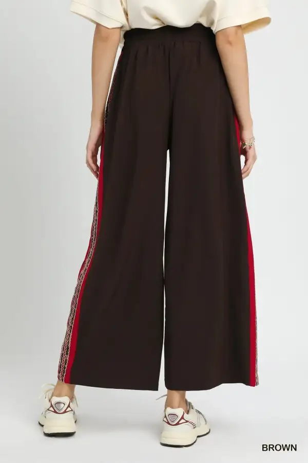 Wide Leg Contrast Side Trim Pants