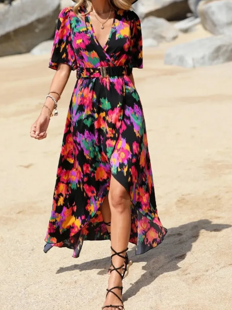 Surplice Neck Maxi Dress
