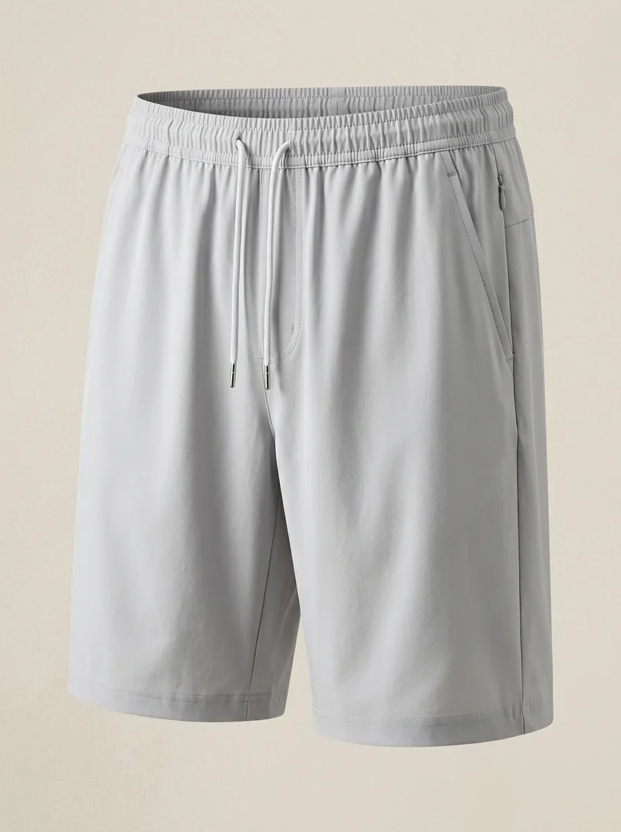 Sporty Ice-Silk Elastic-Waist Stretch Shorts