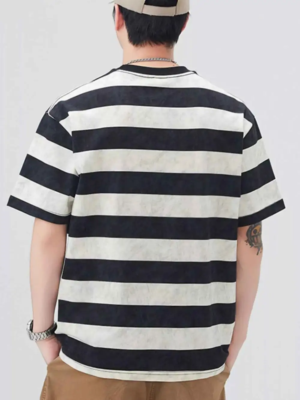 Striped Round Neck Short Sleeve T-Shirt