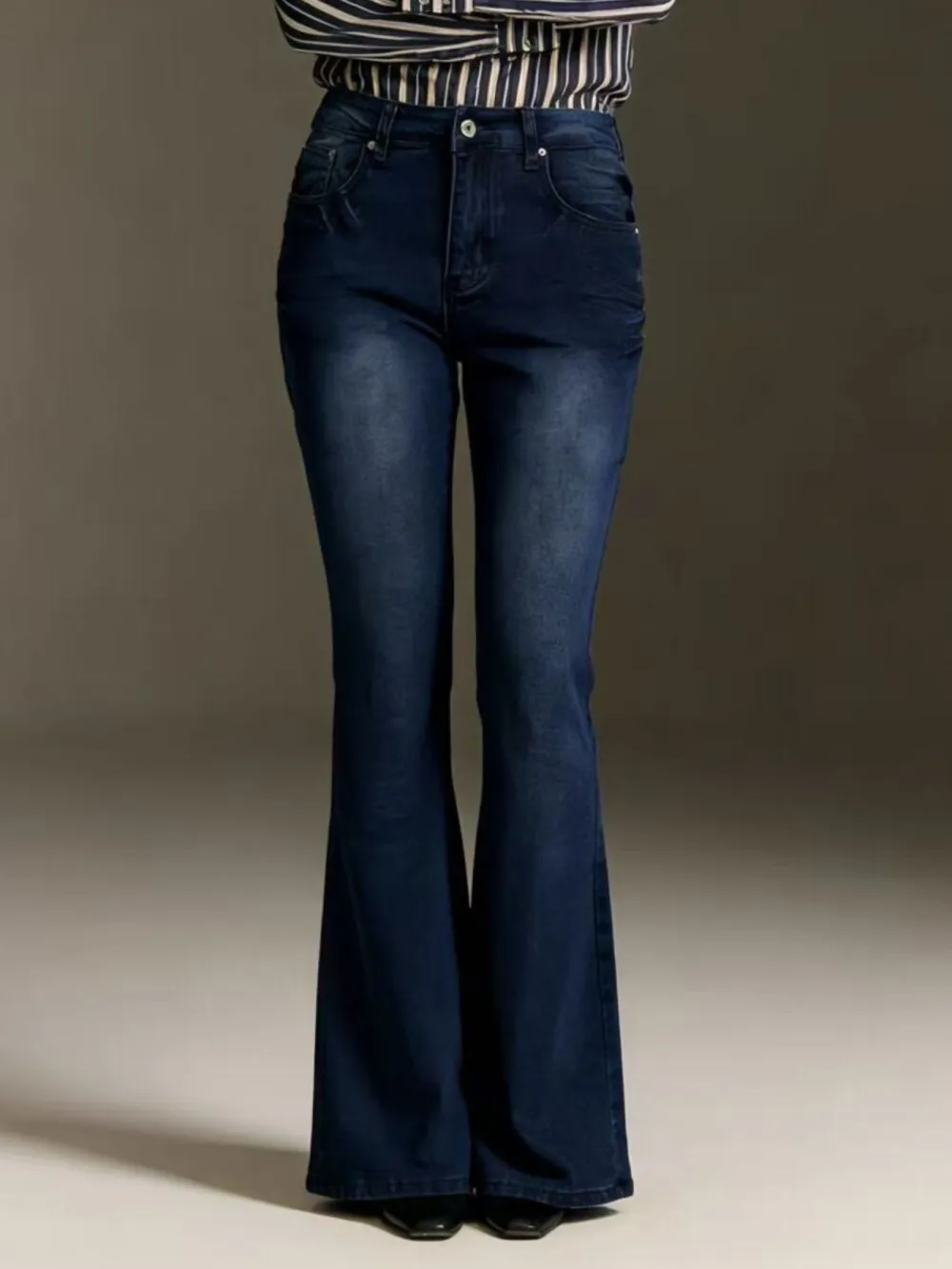 Vintage Wash High-Waisted Flare Jeans