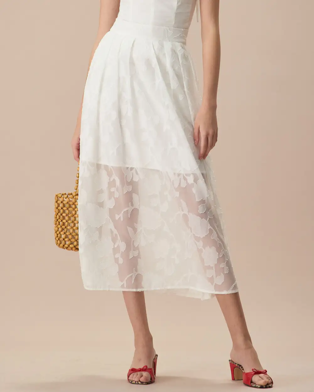 Floral High Rise Midi Skirt