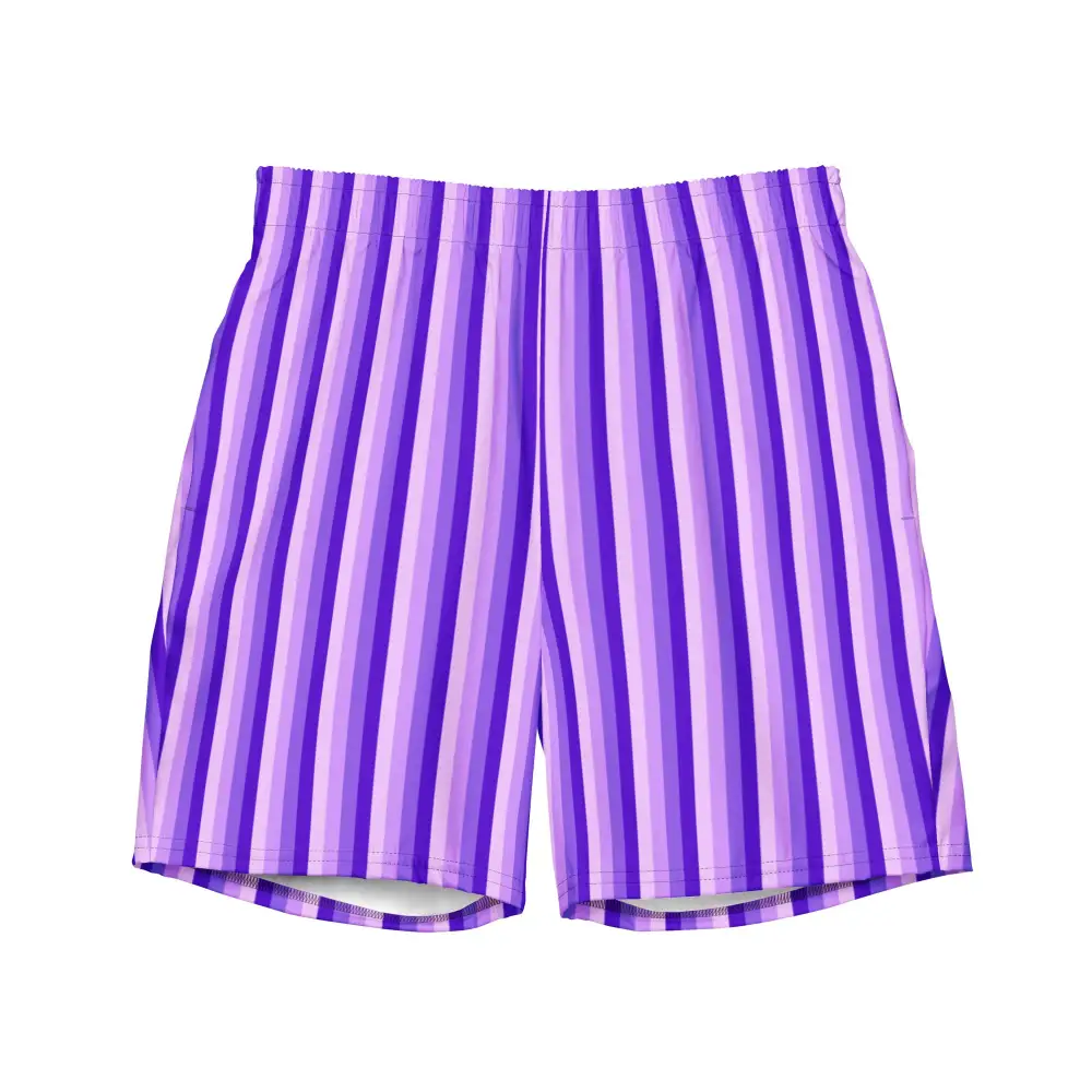 Drawcord Striped Swim Trunks