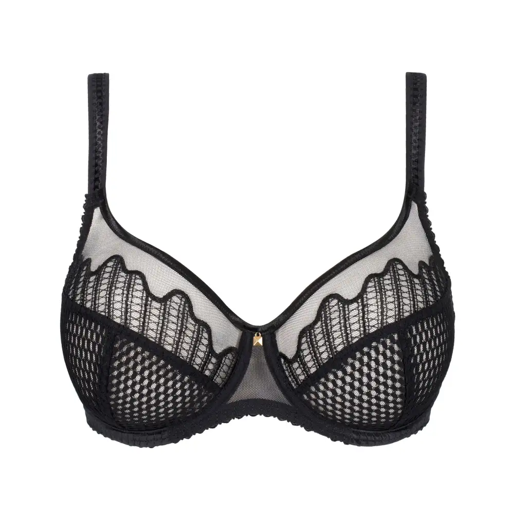 Women's Balconette Full Coverage Underwire Three-Part Cup Lace Embroidery Mesh Jacquard Bra