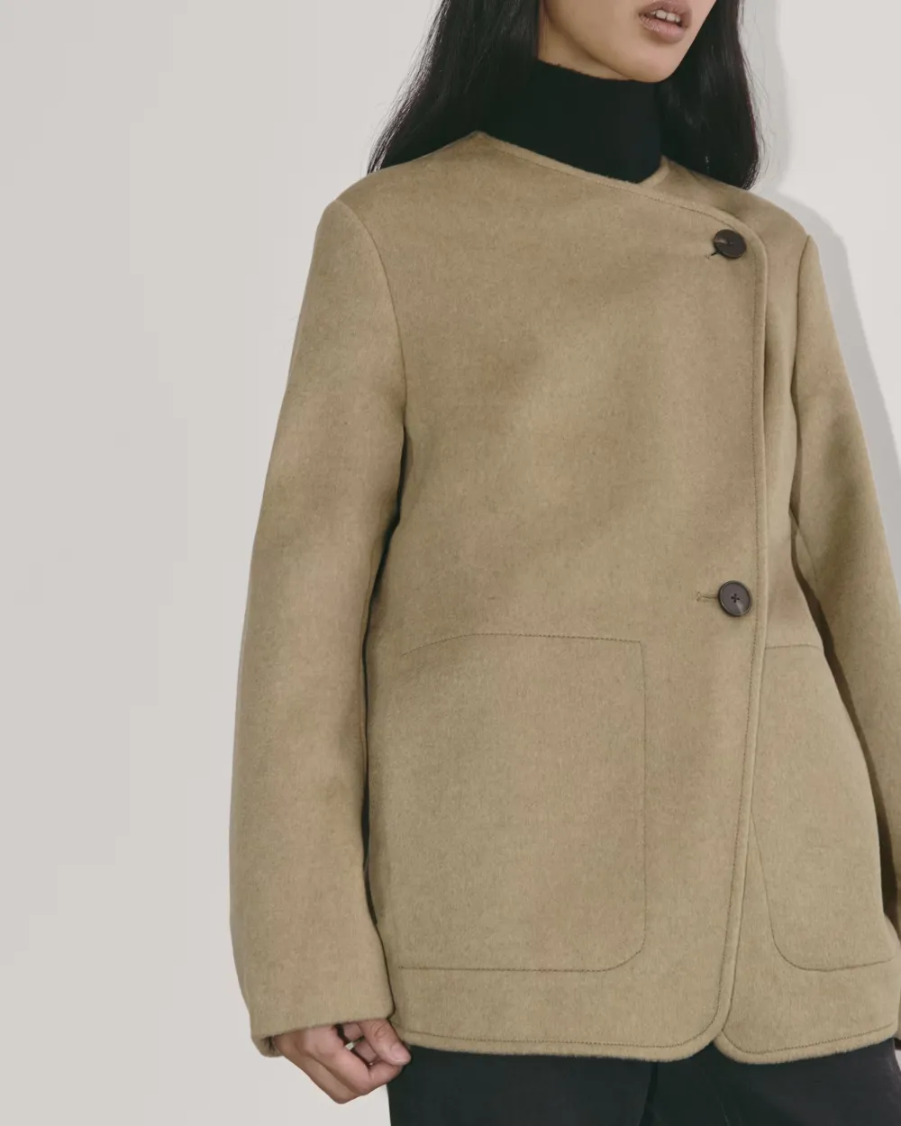 Short Wool Coat With Lapel