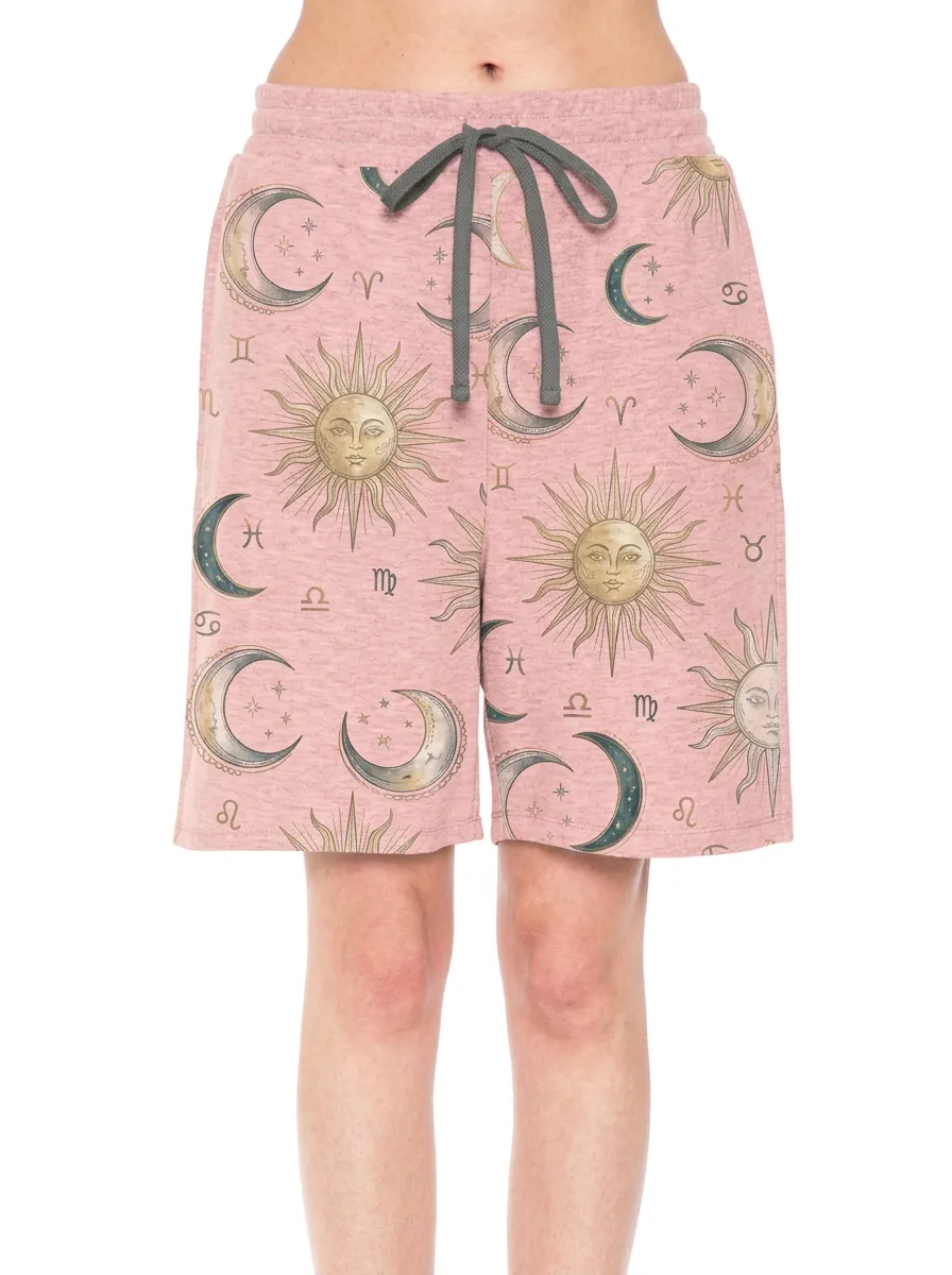Women's Astrology Lover Sun Moon Zodiac Printed Shorts