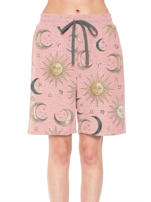 Women's Astrology Lover Sun Moon Zodiac Printed Shorts
