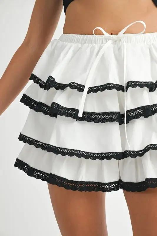 Everyday Ruffle Lace Mini Skirt