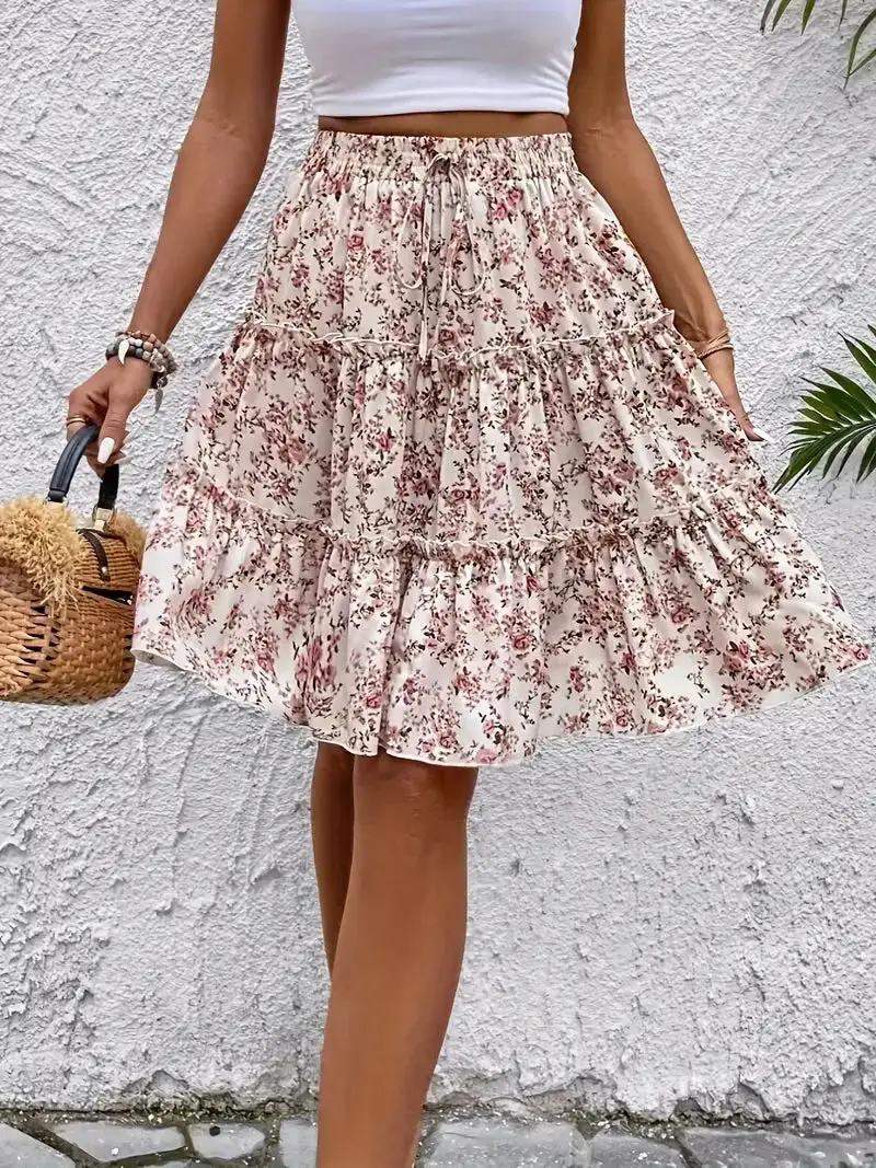 Floral A-Line Bohemian Skirt