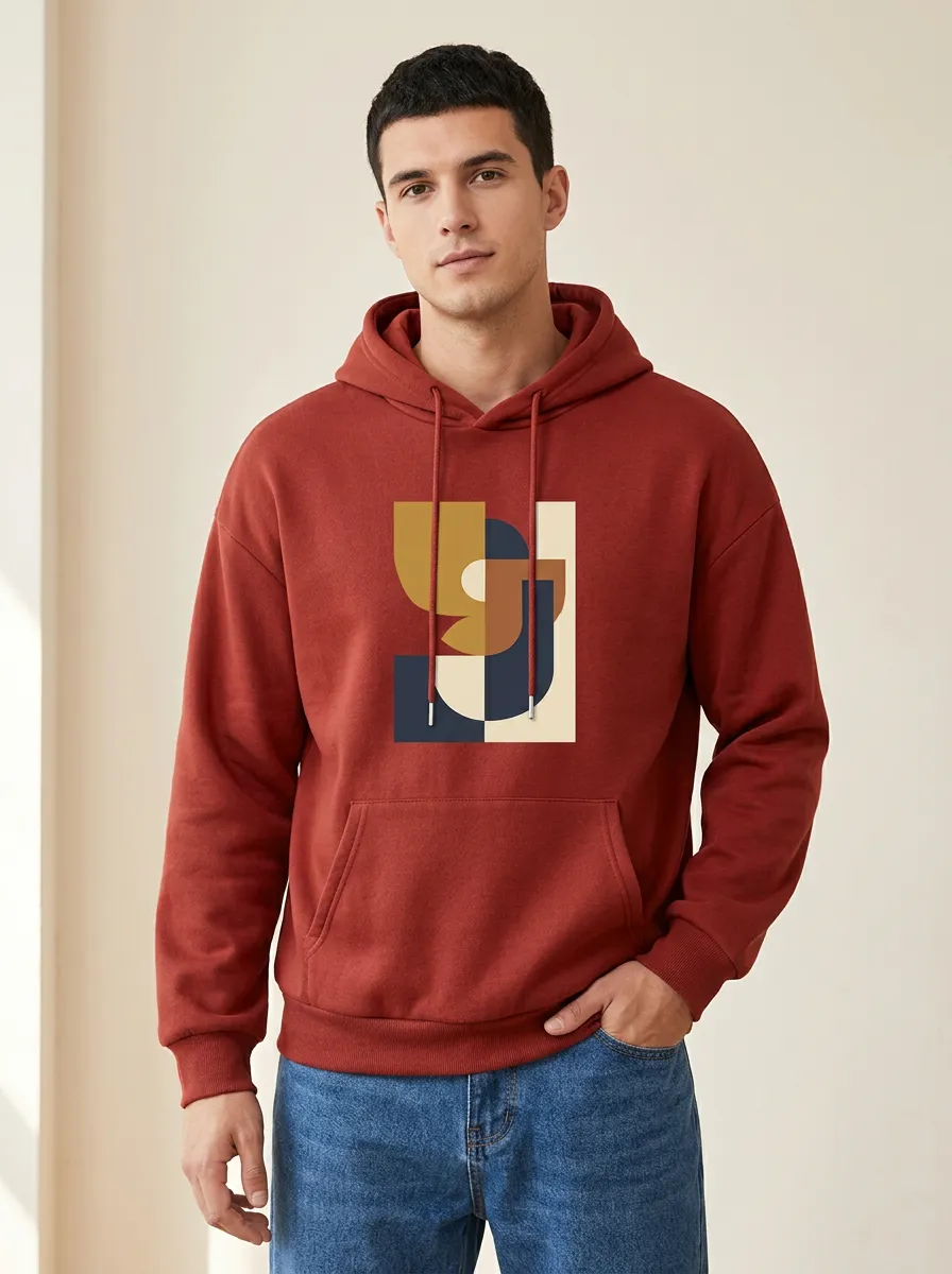 Men's Abstract Geometric Art Print Hoodie