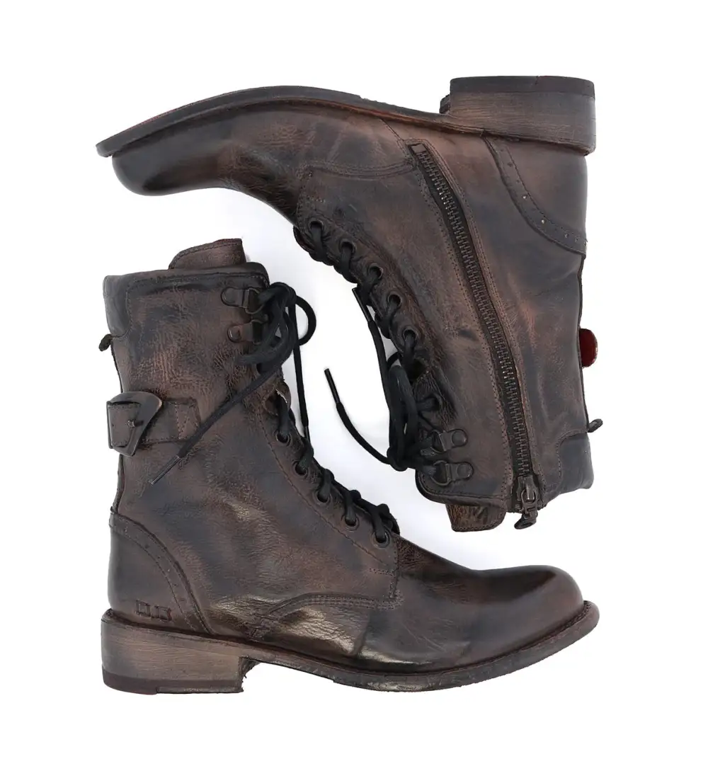 Lace-Up Buckle Brogue Reinforced Ankle Boots