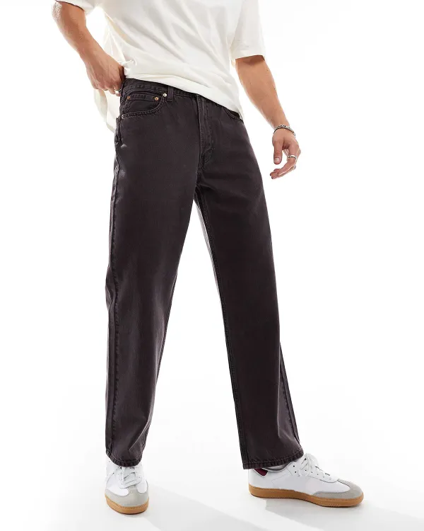 Loose Straight Fit Jeans In Washed Purple