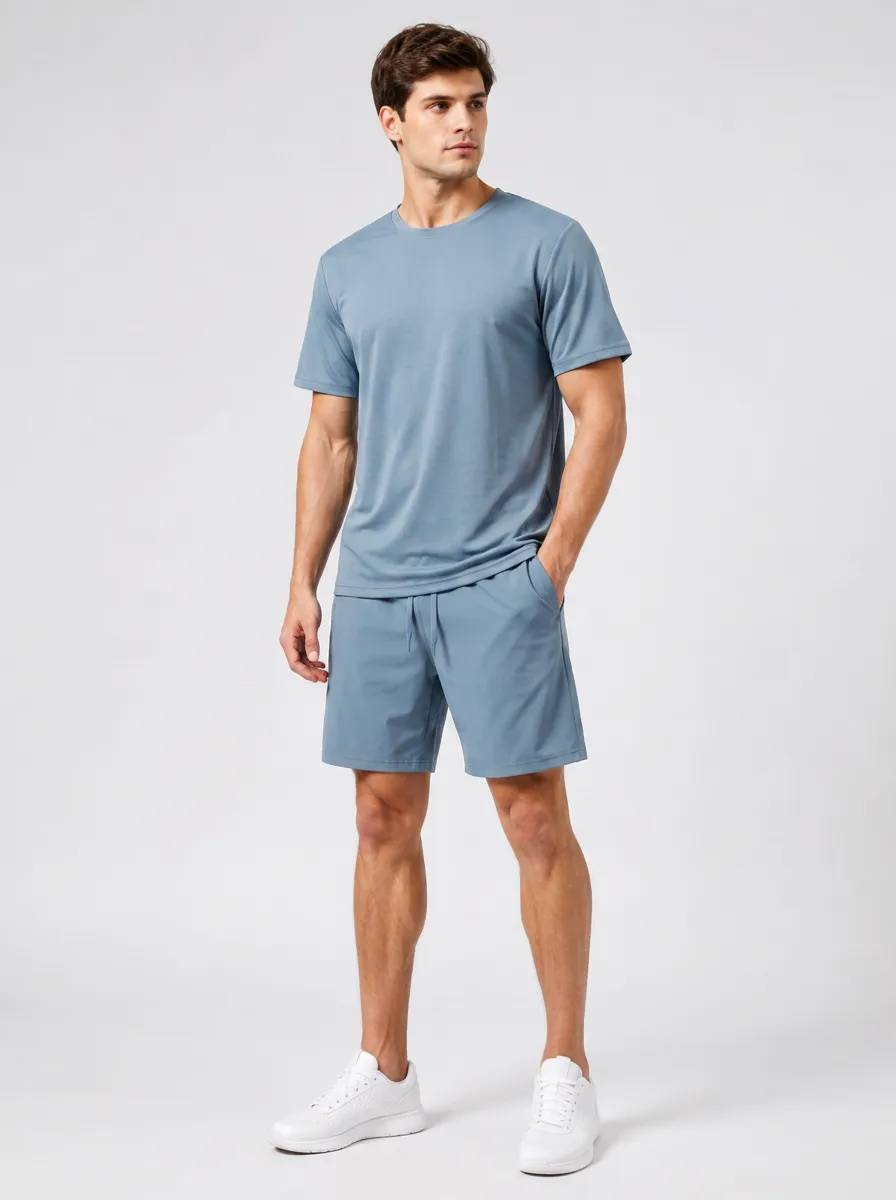 Men's Tee And Shorts Shirt And Shorts Sports Set