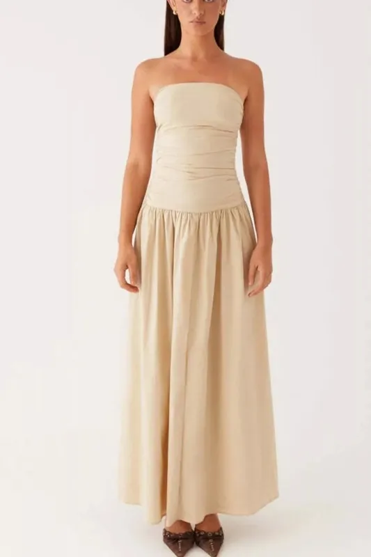 Strapless Ruched Maxi Dress