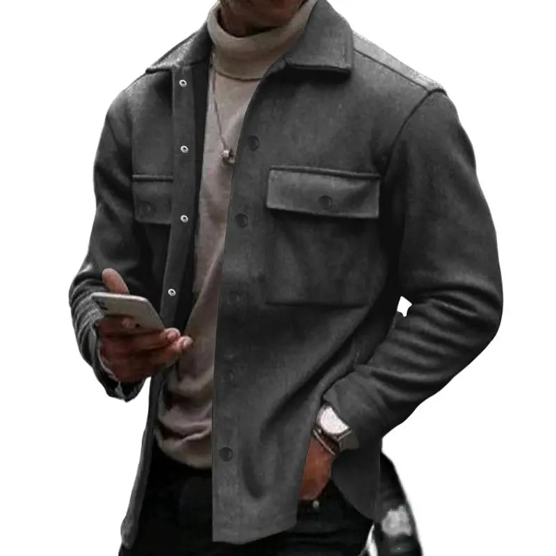 Buttoned Textured Work Jacket
