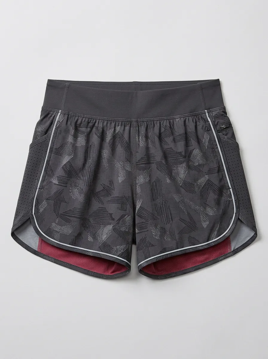 Women's Studio Athletic Fitness Geometric Pattern Printed Running Shorts