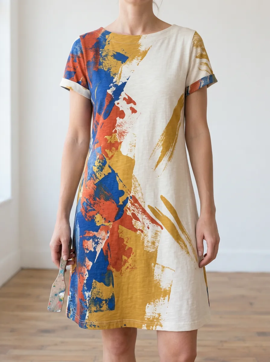 Women's Relaxed Abstract Print Shift Dress