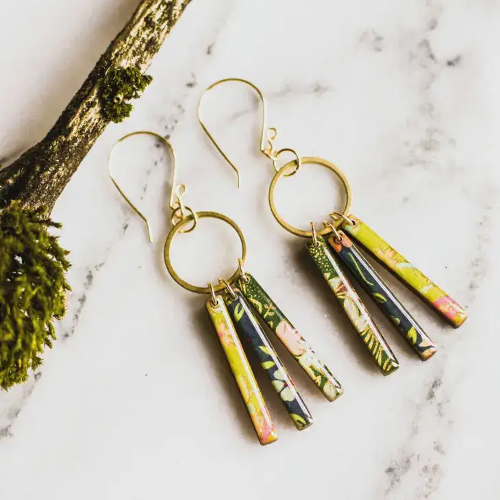 Japanese Collage Petite Fringe Earrings