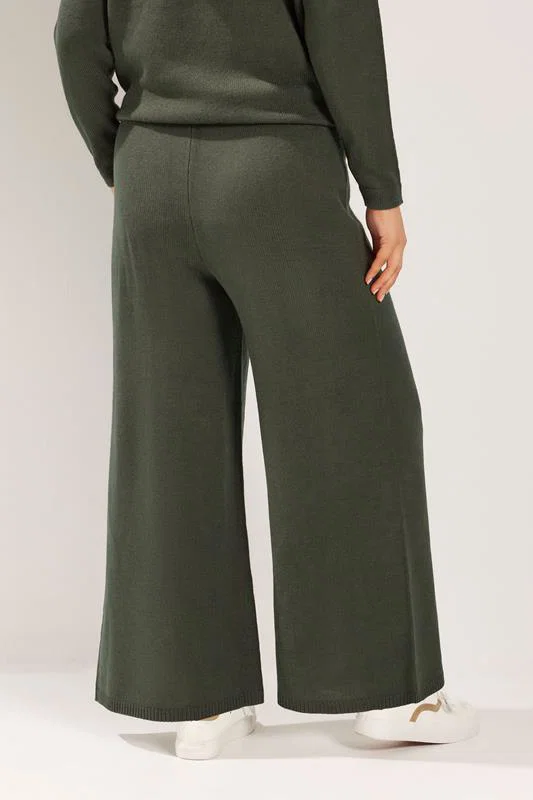 Khaki Green Knitted Trousers detail 2