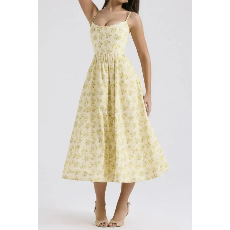 Modern Print Spaghetti Strap Midi Dress