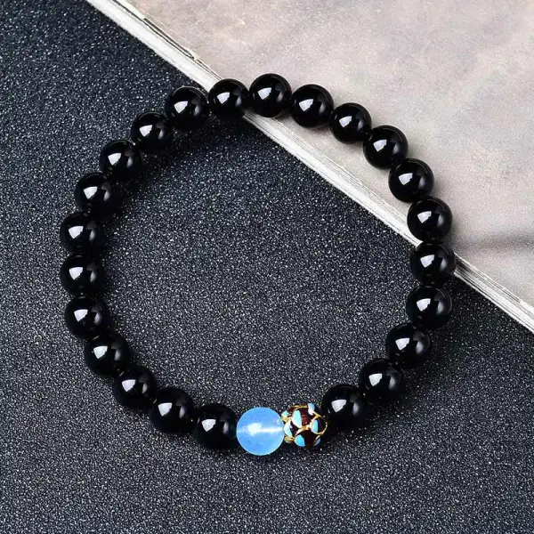 Natural Obsidian Lotus Bracelet