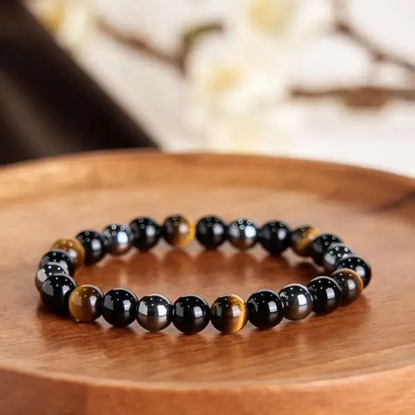 Classic Natural Tiger Eye Obsidian Hematite Powerful Bracelet