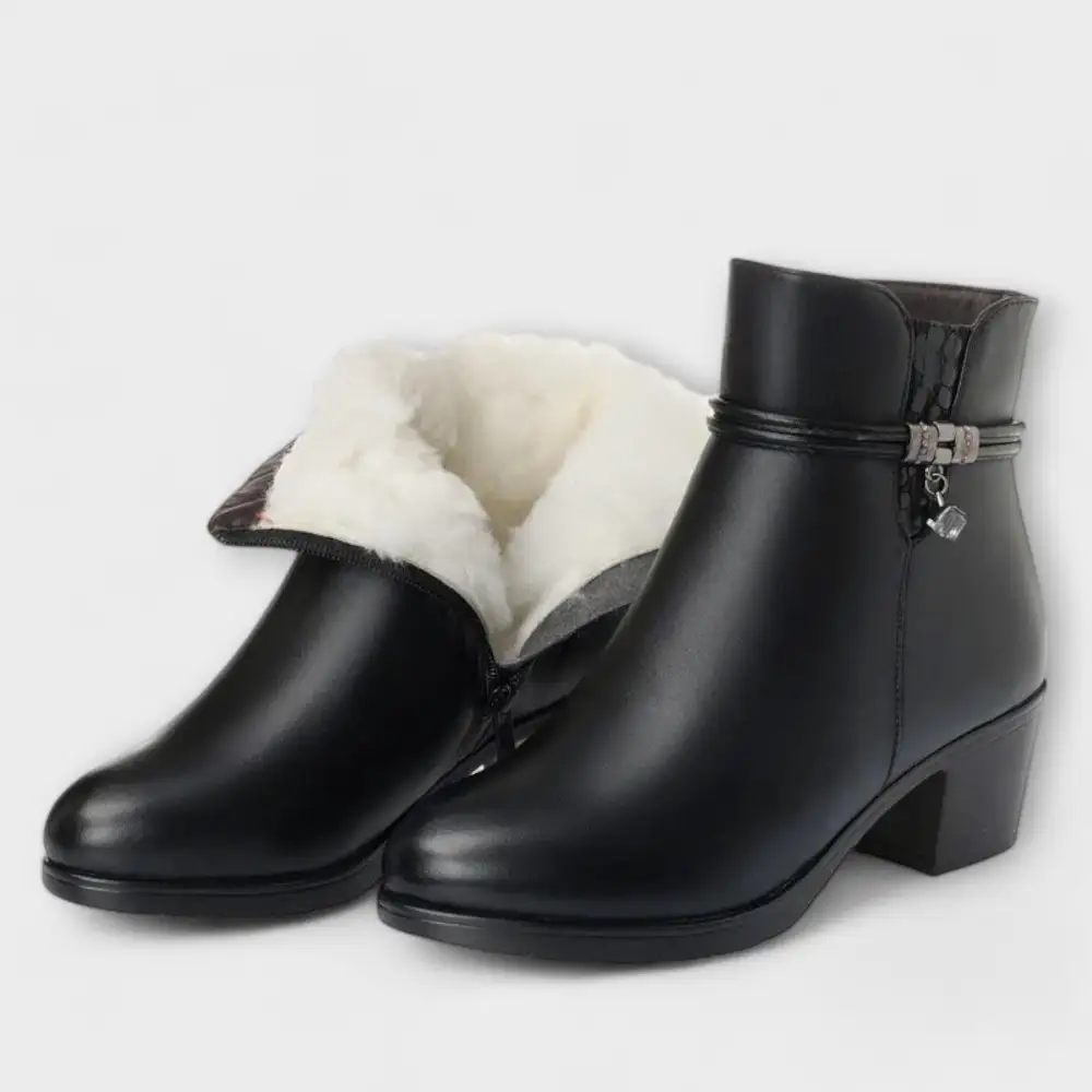 Leather Warm Lined Ankle Boots