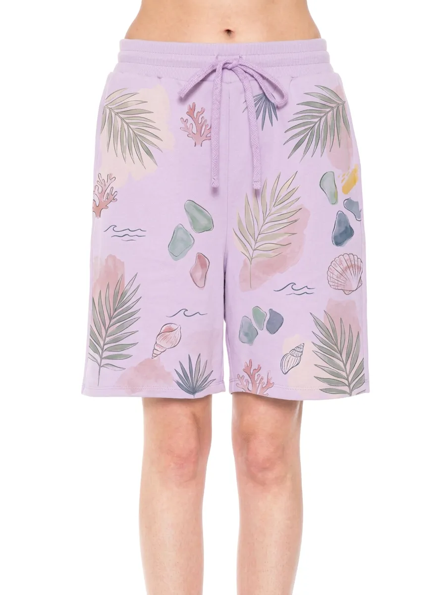 Women's Beach Vacation Tropical Shells Coral Printed Shorts
