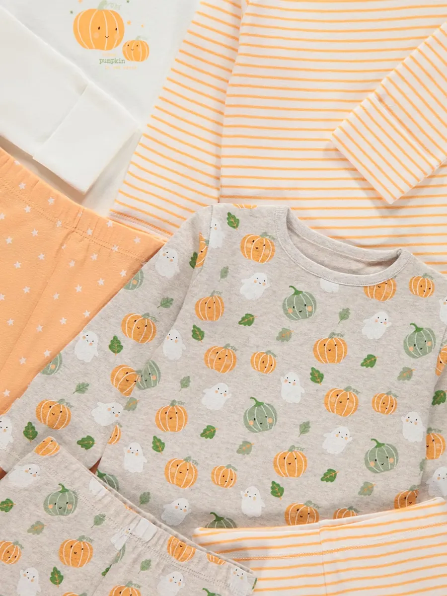 Halloween Stripe Pumpkin Pyjamas 3 Pack