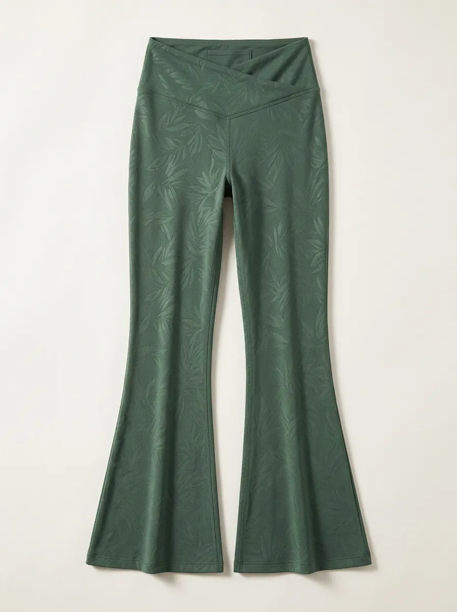 Women's Motion Leaf Printed Flare Leggings