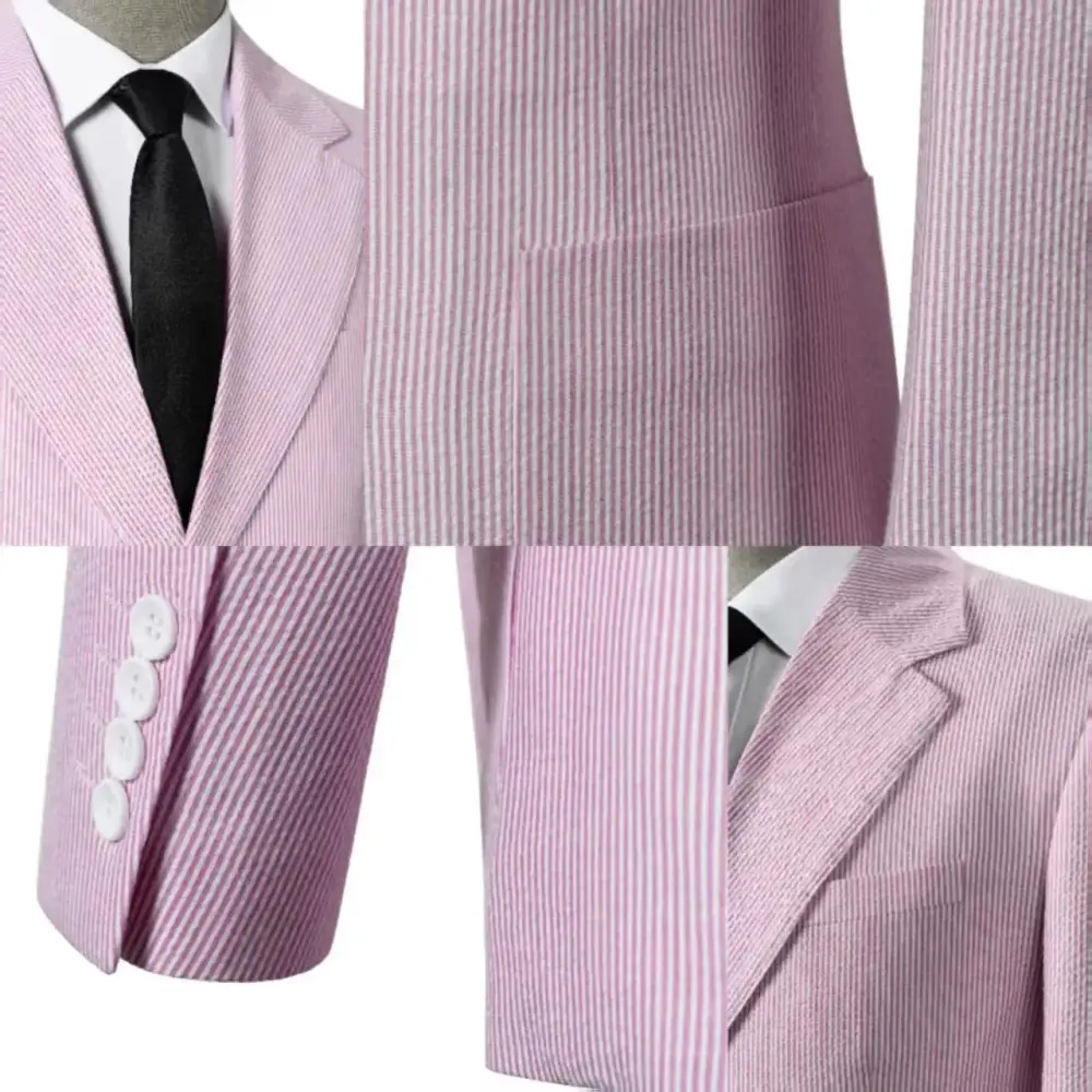 🔥Men's 2-Piece Seersucker Suits Classic Jacket & Trousers