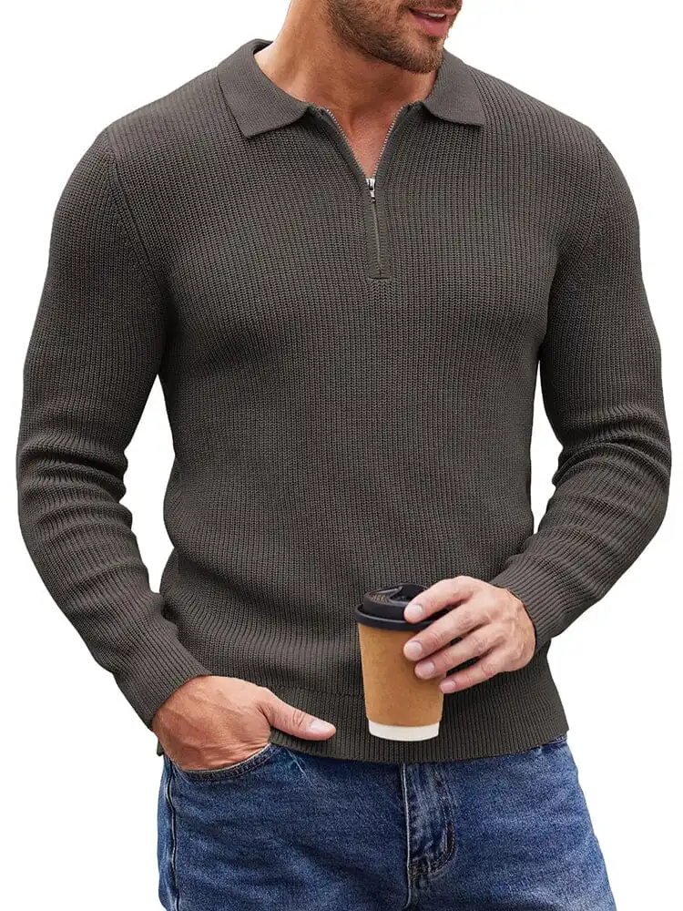 Classic Quarter Zip Knit Polo Sweater