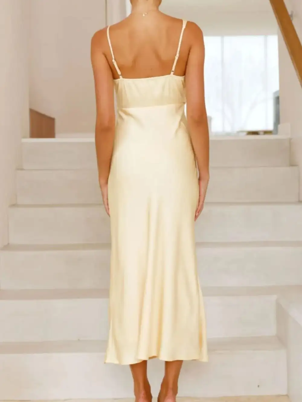 Balanced Detail Satin Midi Dress