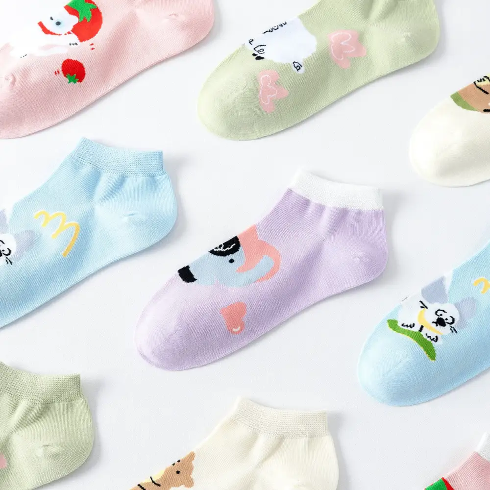 Playful Cartoon Animal Ankle Socks