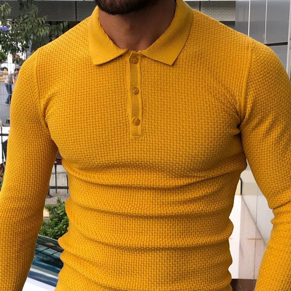 Contemporary Polo Collar Slim Fit Knit Sweater