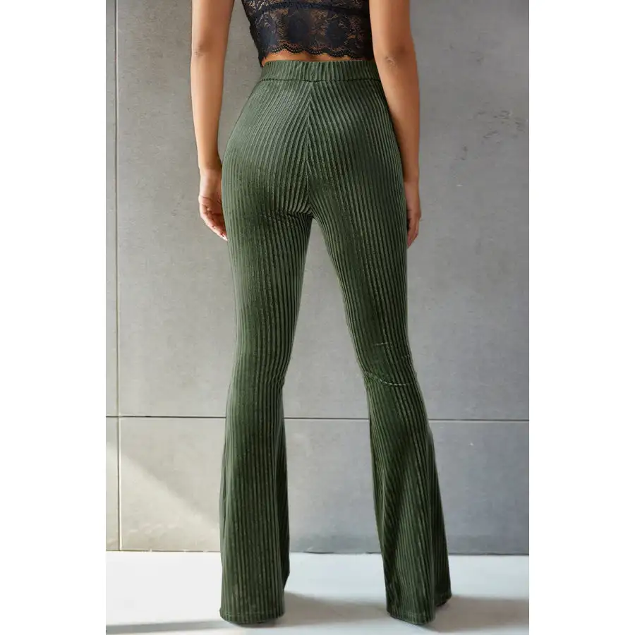 Ribbed High Waist Flare Pants