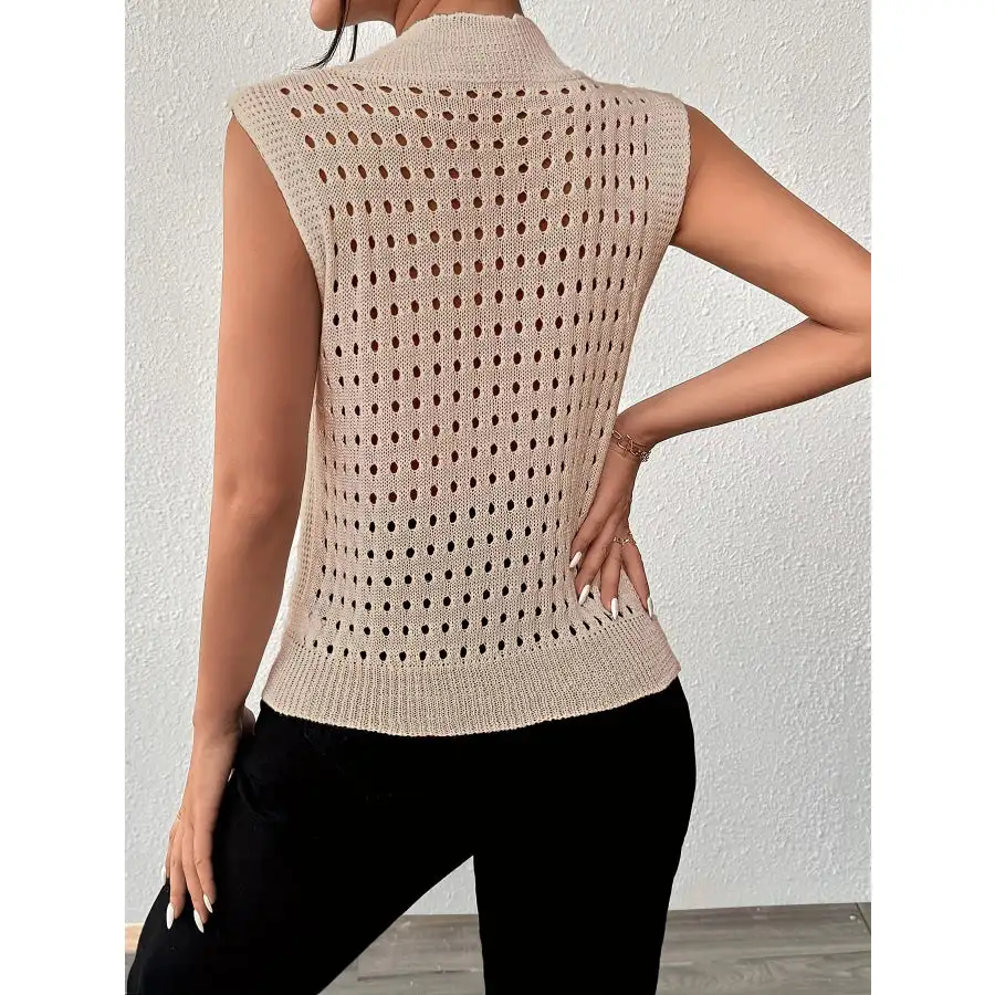 Hollow Out Round Neck Knit Tank