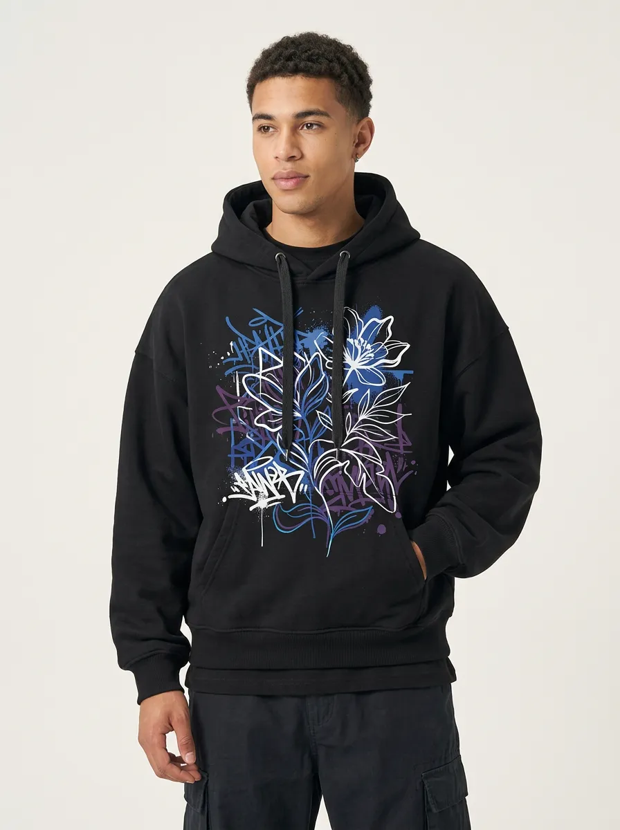 Unisex Floral Graffiti Art Hoodie