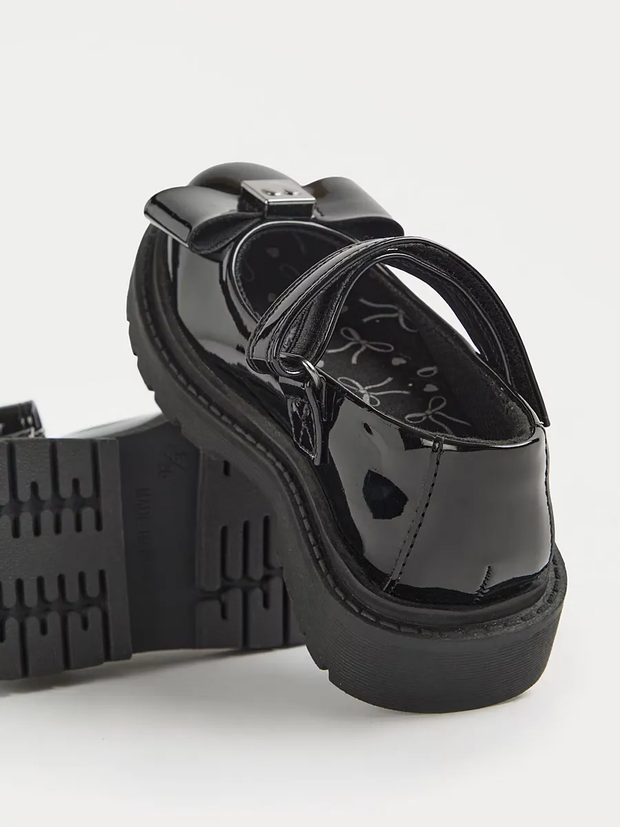 Black Patent Bow Detail Mary Jane School Shoes