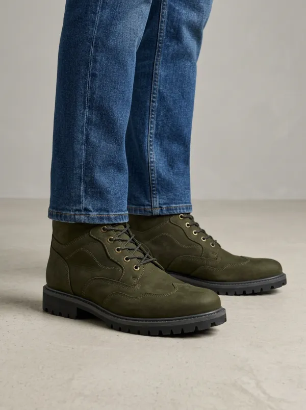 Unisex Modern Leather Lace-Up Print Work Boots