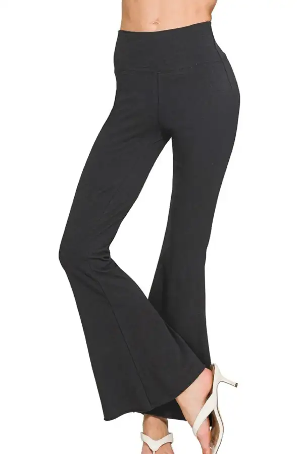 Raw Edge Hem Flared Yoga Pants