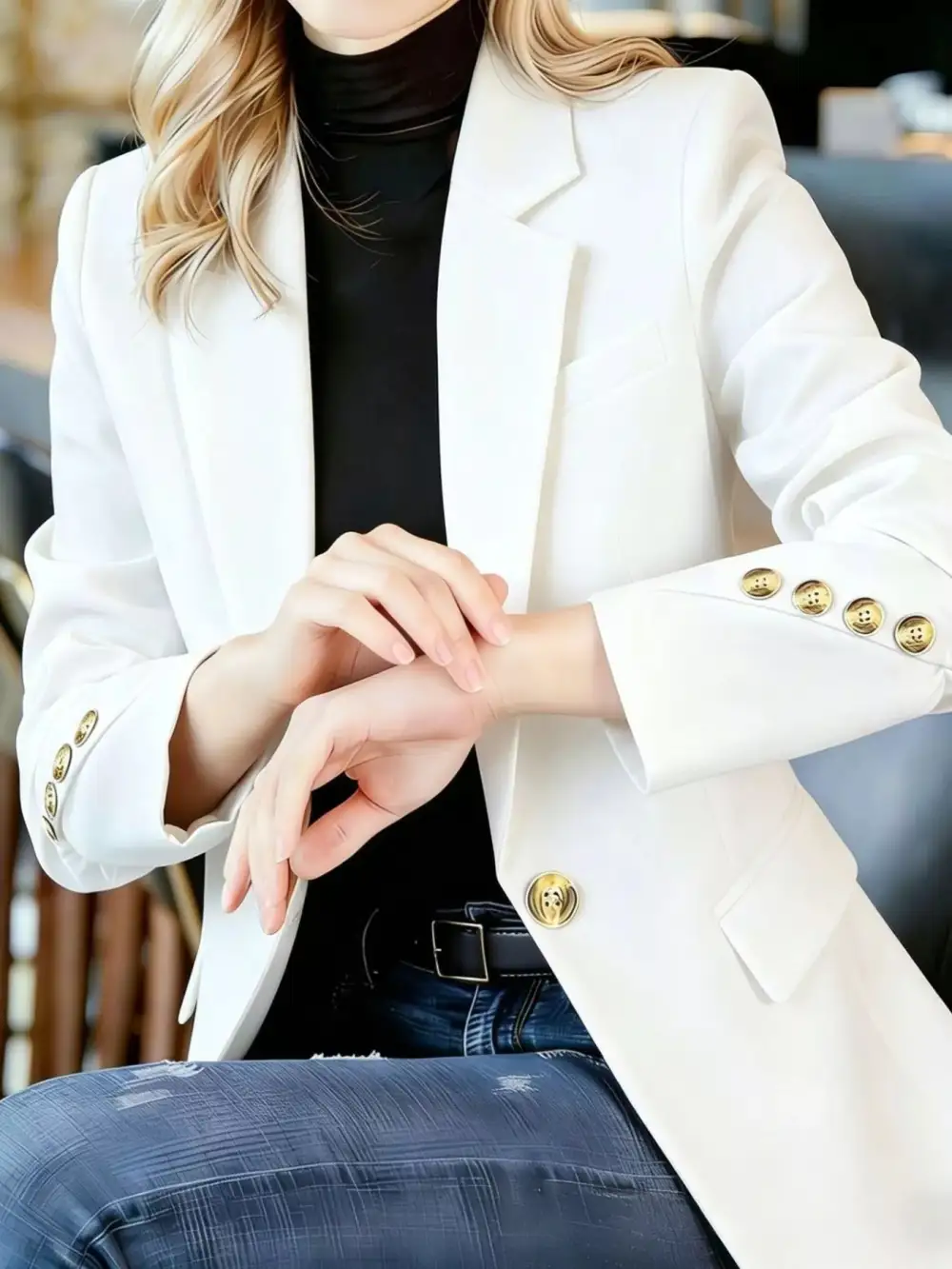 Refined Single-Button Lapel-Collar Blazer