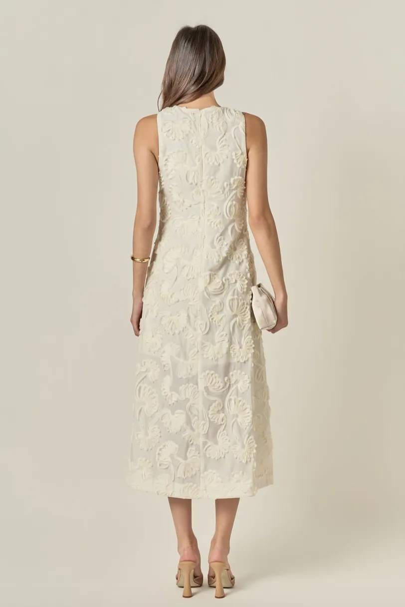 Shell Embroidered Sleeveless Midi Dress