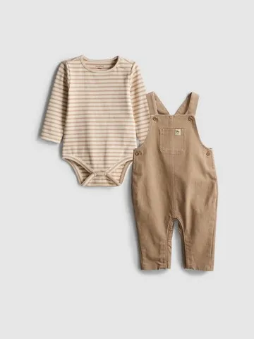 0-18mths | Long Sleeve Bodysuit and Dungarees Newborn Set