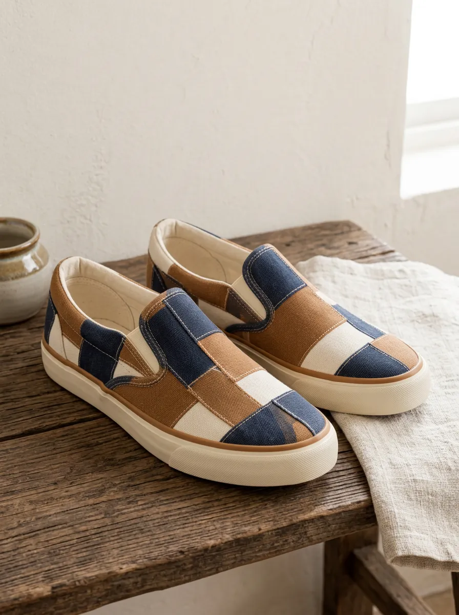 Men's Modern Casual Patchwork Patterned Canvas Shoes