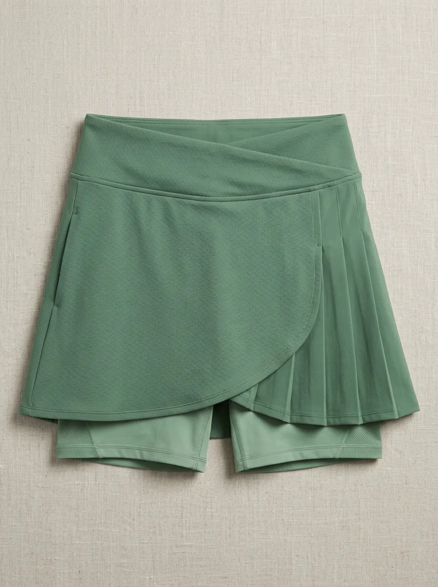 Women's Athletic Tennis Pleated Cross-Waist Skort