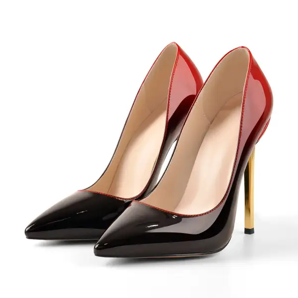 Patent Finish Pointed Toe Metal Heel Pumps