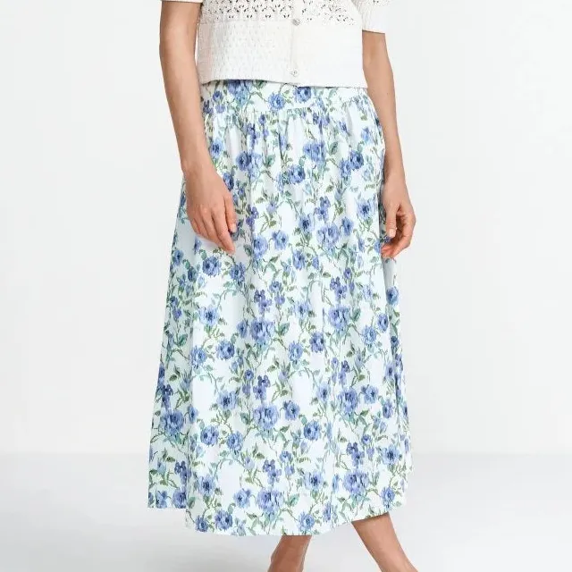 Floral High Waist Midi Skirt